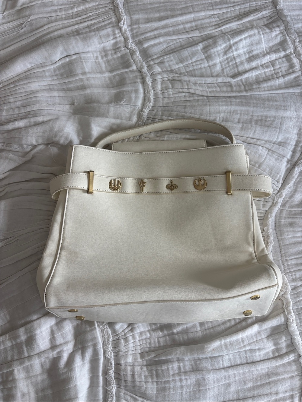 Elegant Cream Star Wars Tote Bag with Gold Accents